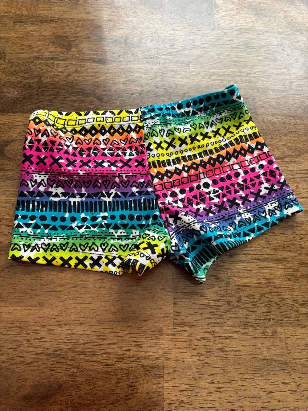 LC balera Neon Rainbow Tribal Print Dance Shorts - Multicolor
